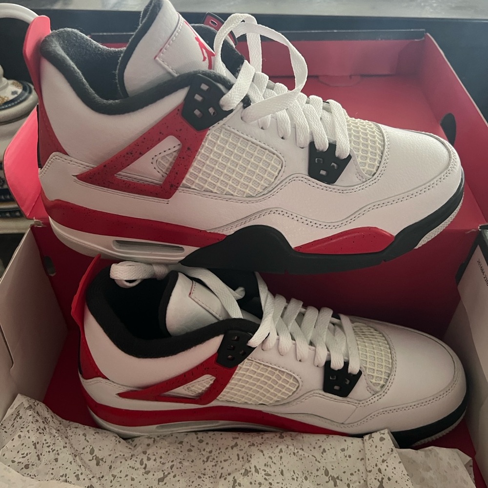 Jordan Air 4 Retro White and Fire Red Sneakers